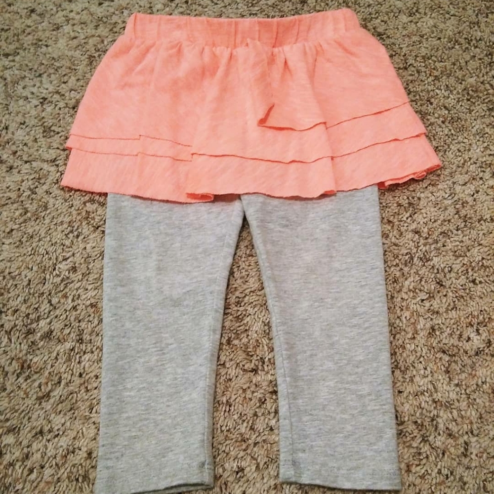 💜Orange and grey tutu legging pant size 28 months